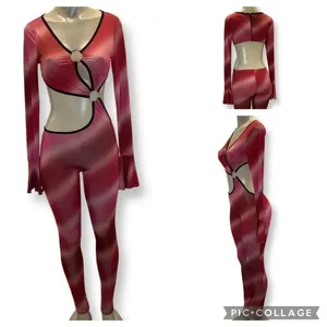 Tie Dye Size Large One Piece Pantsuit Exotic Style & Ruffle Bell Sleeves. New thumbnail 2