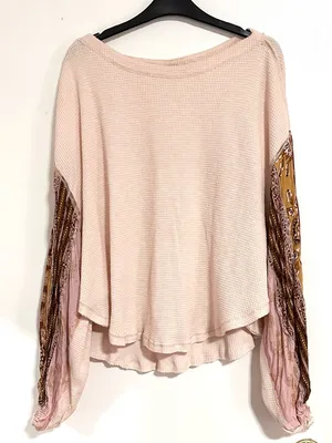 Free People Blossom Thermal Mixed Media Top Cream Small thumbnail 3