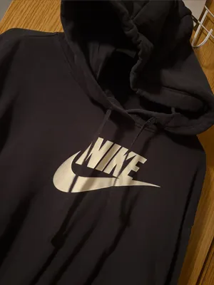 Nike Black Cropped Hoodie with White Swoosh Logo XS thumbnail 3
