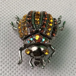 Vintage Silver Tone, Rhinestone, Ladybug Brooch thumbnail 3