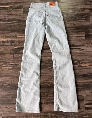 Levis Ribcage Bootcut Corduroy Pants Women 26 x 33‎ Blue Slim High Rise thumbnail 7