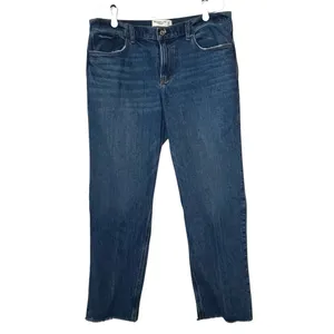 Abercrombie & Fitch Blue The '90s Straight Mid Rise Jeans Size 32/14S Curve Love thumbnail 2