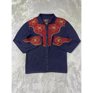 Bolivian Handknits Alpaca Wool Cardigan Small Floral Handmade Sweater thumbnail 4