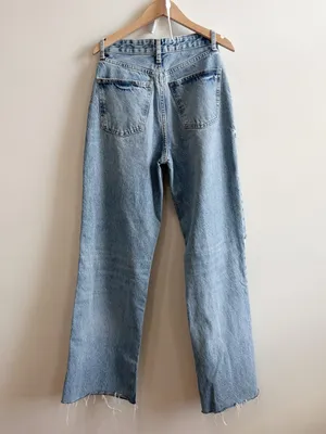 Zara High-Rise Wide-Leg Ripped Jeans in Light Wash - Size US 2 / EU 34 thumbnail 3