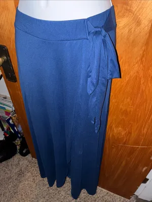 Doublju Bright Blue Wrap-Style Maxi Skirt with Side Tie - Size XL thumbnail 6