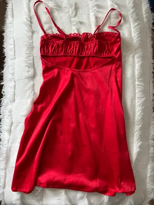 Amazon Red Satin Lace Dress thumbnail 3
