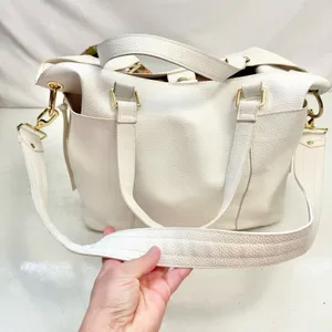 Steve Madden White Faux Leather Large Satchel Shoulder Bag Purse thumbnail 4