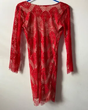Vintage Red Lace Dress Size S petite thumbnail 3