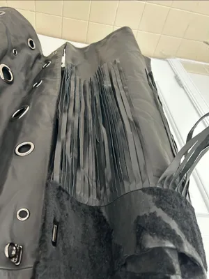 Sheep skin leather long vest. M thumbnail 2