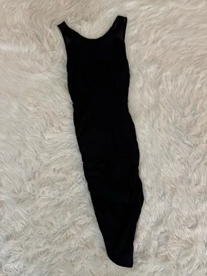 Free People Black Asymmetric Midi Dress thumbnail 3