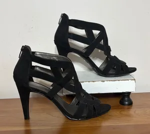 Kelly & Katie Womens Black Strappy Cage Heels Stiletto Sandals Size 9 thumbnail 1