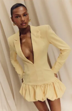 Pretty Little Thing Yellow Tailored Dress thumbnail 1