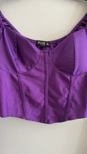 Purple long sleeve corset top thumbnail 2