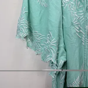 Sundance Aquamarine Embroidered Birds Floral Cotton Boho Beach Dress‎ Size LARGE thumbnail 4