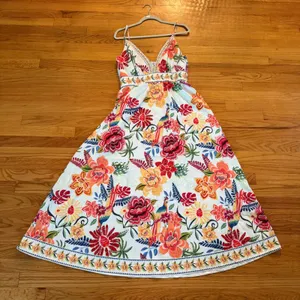Cupshe Floral Tropical Maxi Dress White Multicolor V-Neck Sun Dress Boho Summer thumbnail 3