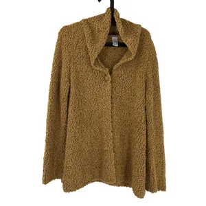 Free People Tan Knit Button-Up Cardigan Sweater Womens L Wool Blend cozy comfy thumbnail 2