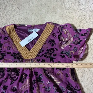 NEW Piper & Scoot Albie Purple Burnout Velvet Paisley‎ Midi Dress L PSD4193-PS thumbnail 5