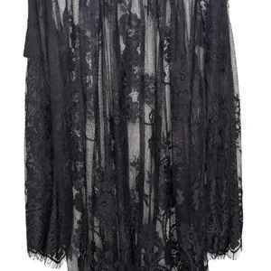 Black Floral Sheer Lace Mini Dress Coverup S Resort Witchy Whimsigoth Romantic‎ thumbnail 11