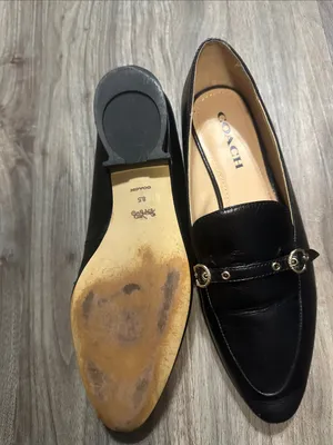 Coach Isabel Black Leather Loafers Pointed Toe Slip On Flats. thumbnail 8