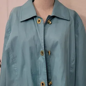 Isaac Mizrahi Live Turquoise Rain Trench Jacket XL Coat A213138 QVC Blue thumbnail 2