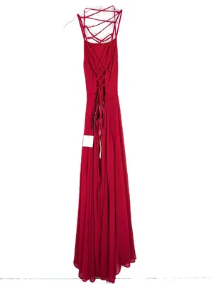NWT Lulus Strappy To Be Here Red Lace-Up Maxi Dress Size Medium M NEW thumbnail 6
