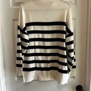 Wiholl Striped Knit Sweater Mock Neck‎ Ivory and Black NWT thumbnail 2