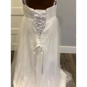 White Satin with Tulle Lace Up Back Wedding Prom Dress Bridal Gown‎ thumbnail 5
