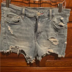 American Eagle Outfitters Light Blue Distressed Jean Shorts thumbnail 2