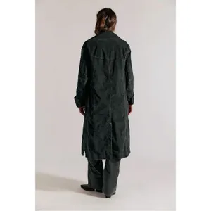Free People Retro 70s Fox Cord Corduroy Duster Trench Coat Dark Charcoal Medium thumbnail 4