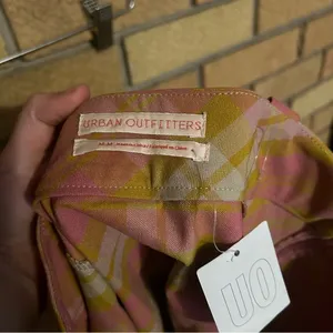 NWT UO Urban Outfitters Moira Plaid Mini Skirt Yellow & Pink Size Medium thumbnail 4