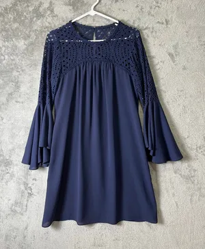 Lilly‎ Pulitzer Amenna Bell Sleeve Lace Dress Size 6 Navy Romantic Boho Chic thumbnail 1