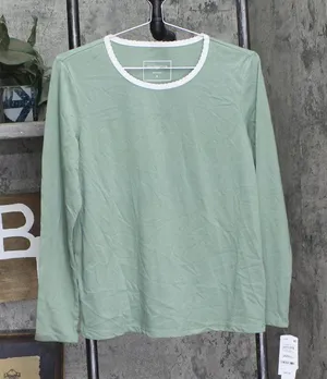 Charter Club Womens Knit Long Sleeve Pajama Shirt Top Winter Tree Toss Green S thumbnail 1