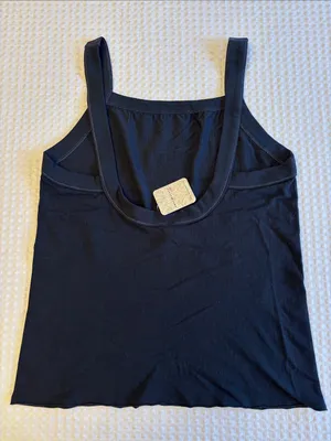 NEW! Free People BLACK So Soft Seamless Modal Cami Thick Strap Ribbed Tank M/L thumbnail 6