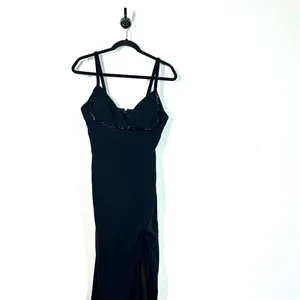Niteline 6 floor-length black slip gown beaded formal wedding guest ball gala thumbnail 8