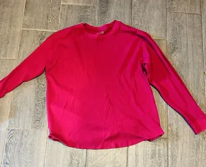 Time and Tru Bright Pink Long Sleeve Waffle Knit Top- size xl thumbnail 1