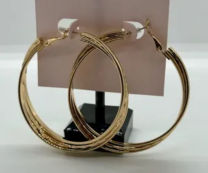 Daisy‎ Fuentes Textured Solid Gold Tone Hoop Earrings thumbnail 1