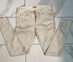 Mother white and cream diamond skinny jeans Size 30 NWOT thumbnail 1