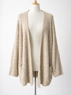 FAVLUX Bouclé Knit Cardigan Beige Fall Grandpacore oversized Cozy Layer M thumbnail 1