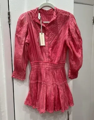 NEW NWT LoveShackFancy Viola Mini Babydoll Dress Pink XS thumbnail 6
