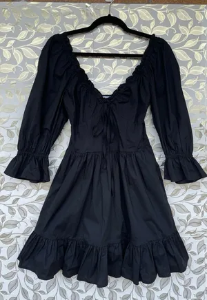 Hill House Black Smocked Mini Dress XS Cotton Whimsigoth Cottagecore thumbnail 1