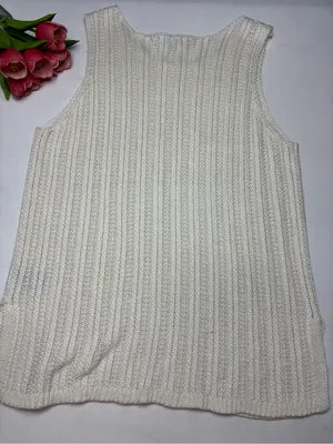 Marled Reunited Clothing Cream Ribbed Knit Tank Top - Size L Minimalist Basic thumbnail 7