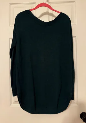 Old Navy Scoop Neck Pullover Dark Green Cotton Blend Sweater thumbnail 1