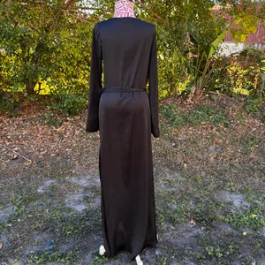 For Love & Lemons X‎ Jaime King La Lydia Wrap Dress Black Satin High Slit Size S thumbnail 5