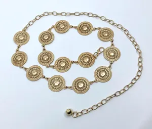 Gold Y2K Round Medallion Indie Body Chain Belt, Fits 24-40 Inches, X7GA1237 thumbnail 1