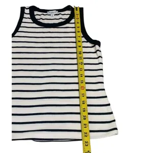 Evereve Tank Top Womens Medium White Black Striped Ribbed Sleeveless Layering thumbnail 4