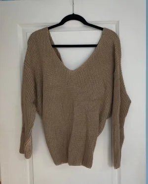 Vestique Beige Twist Back Sweater thumbnail 1