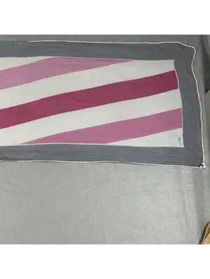 Vintage 70's Vera Neumann Vintage Pink, White, and Gray Striped Scarf thumbnail 6