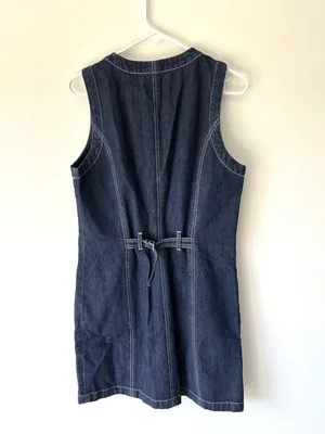 Abercrombie & Fitch Dark Denim Mini Dress Button Front Adjustable Back thumbnail 6