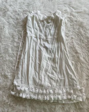 Princess Polly Fiorella White Mini Dress with Tassel Trim thumbnail 1