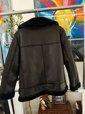 Simply Vera Wang Black Faux Leather & Faux Fur Bomber Aviator Jacket thumbnail 3